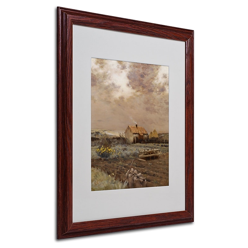 Trademark Jean Cazin "Landscape 1880" Art, White Matte W/Wood Frame, 16" x 20" image 1