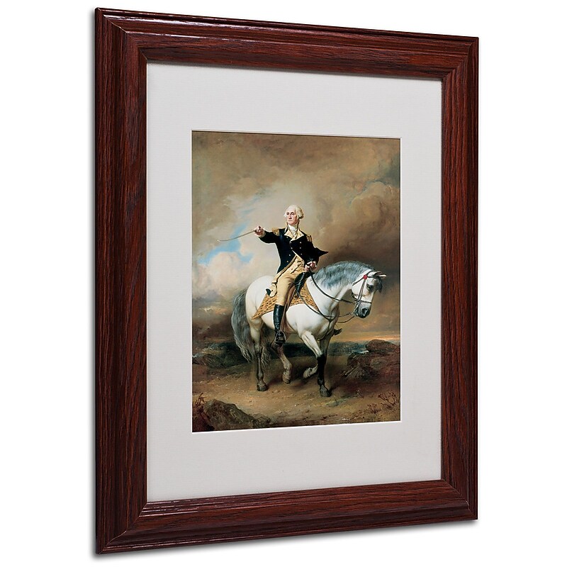 Trademark John Faed "Portrait of George Washington" Art, White Matte With Wood Frame, 11" x 14" image 1