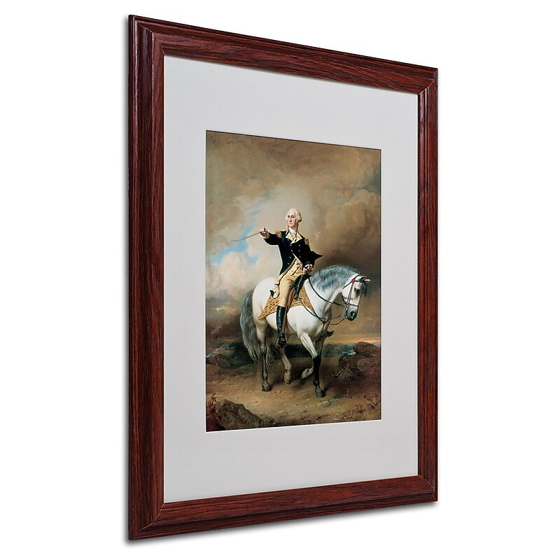 Trademark John Faed "Portrait of George Washington" Art, White Matte With Wood Frame, 16" x 20" image 1