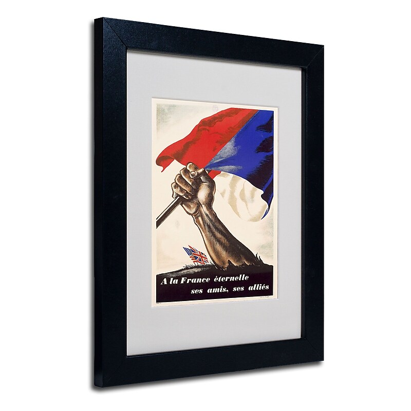 Trademark "Poster for Liberation of France" Art, White Matte W/Black Frame, 11" x 14" image 1