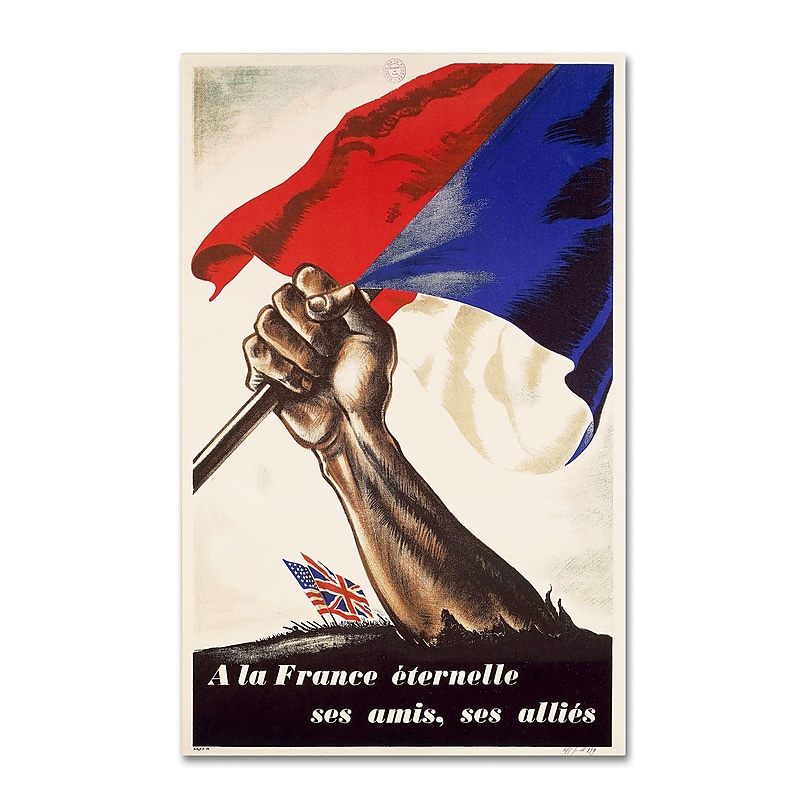 Trademark "Poster for Liberation of France" Gallery-Wrapped Canvas Art, 12" x 19" image 1