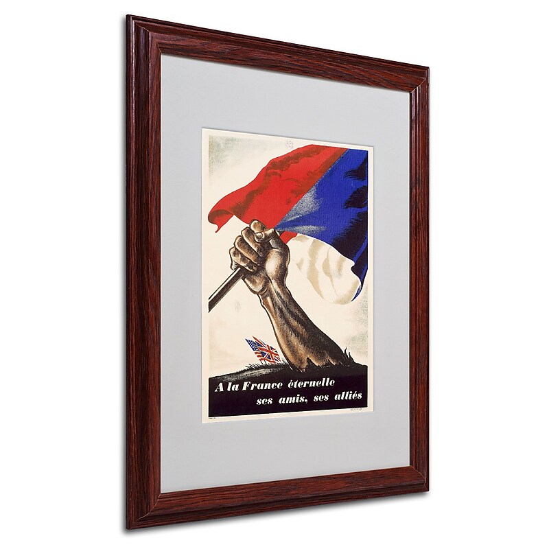 Trademark "Poster for Liberation of France" Art, White Matte W/Wood Frame, 16" x 20" image 1