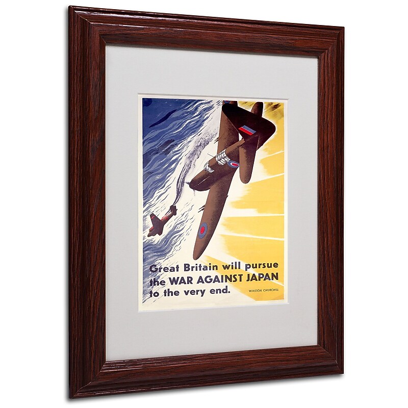 Trademark "Britain Will Pursue War Against Japan" Art, White Matte W/Wood Frame, 11" x 14" image 1