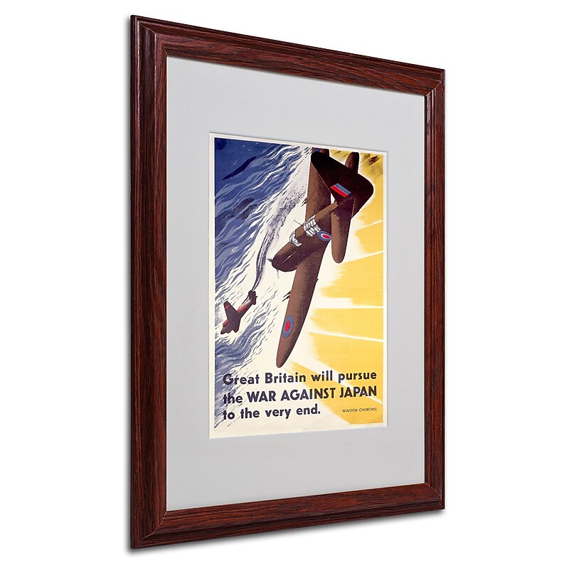 Trademark "Britain Will Pursue War Against Japan" Art, White Matte W/Wood Frame, 16" x 20" image 1