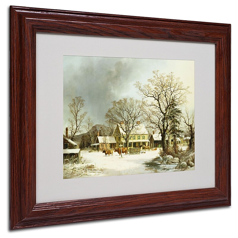 Trademark George Durie "Seven Miles to Salem 1863" Art, White Matte W/Wood Frame, 11" x 14" image 1