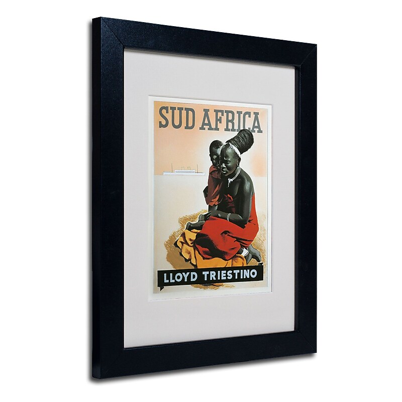 Trademark "South Africa Lloyd Triestino 1930" Art, White Matte W/Black Frame, 11" x 14" image 1