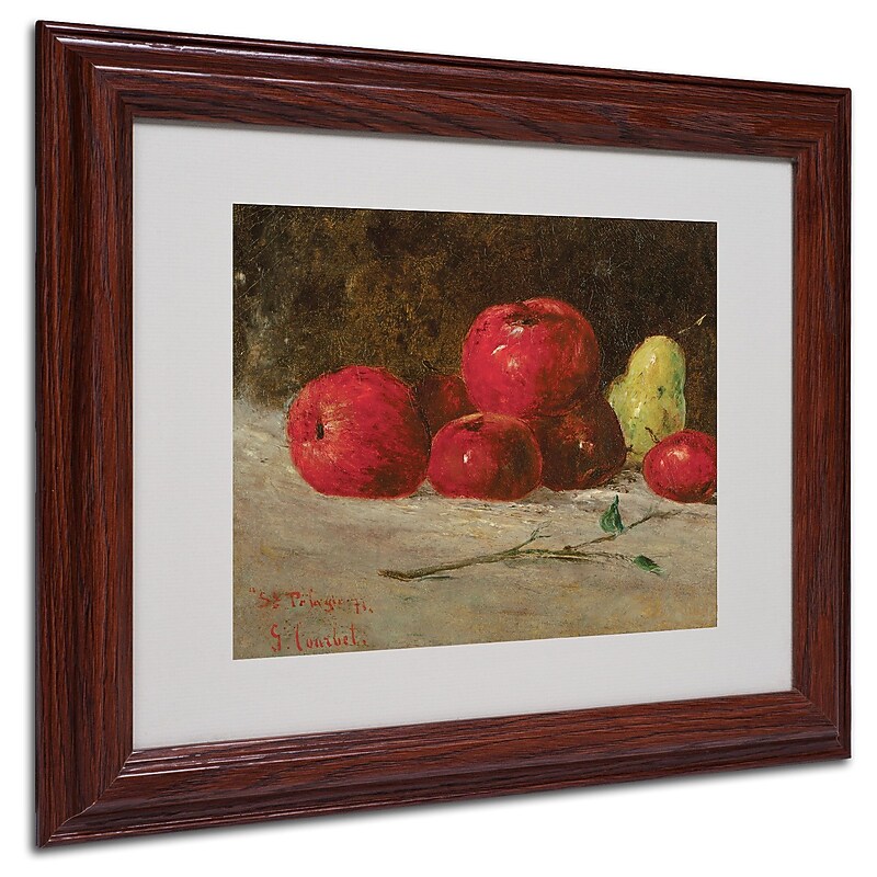 Trademark Gustave Courbet "Apples and Pears" Art, White Matte With Wood Frame, 11" x 14" image 1
