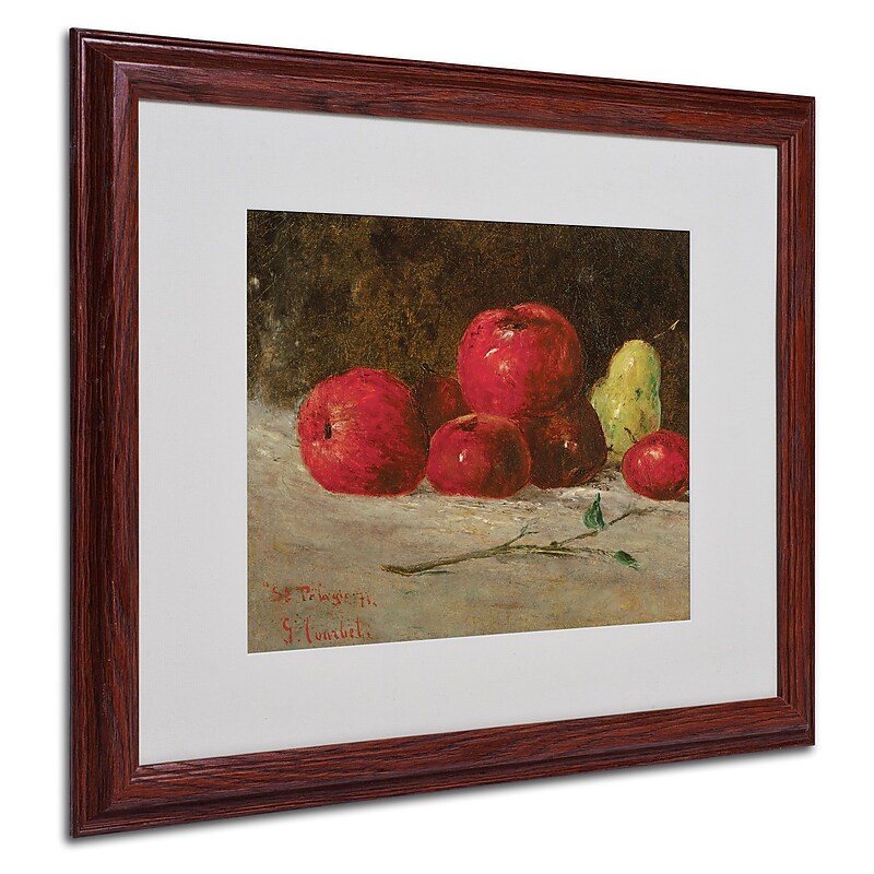 Trademark Gustave Courbet "Apples and Pears" Art, White Matte With Wood Frame, 16" x 20" image 1