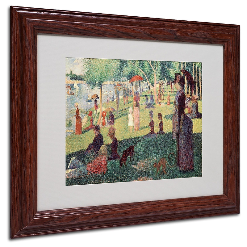 Trademark Georges Seurat "Study on La Grande Jatte" Art, White Matte With Wood Frame, 11" x 14" image 1
