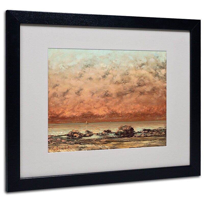 Trademark Gustave Courbet "Black Rocks at Trouville" Art, White Matte With Black Frame, 16" x 20" image 1