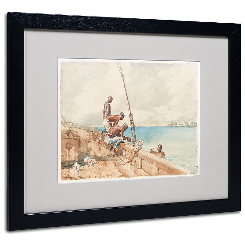Trademark Winslow Homer "The Conch Divers 1885" Art, White Matte With Black Frame, 16" x 20" image 1