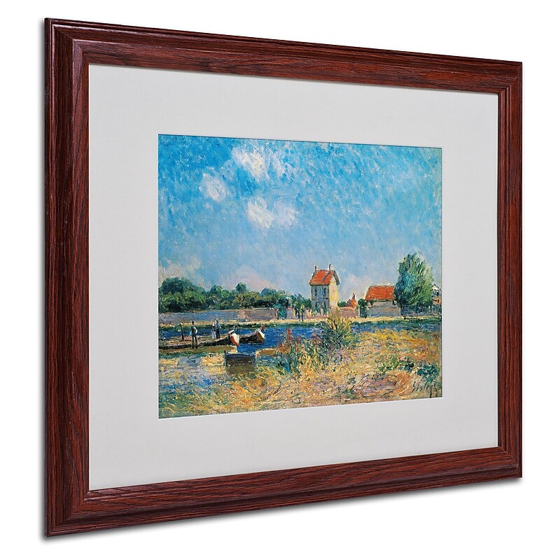 Trademark Alfred Sisley "The Loing Canal" Art, White Matte With wood Frame, 16" x 20" image 1