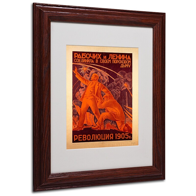 Trademark Alexander Samokhvalov "Russian Revolution" Art, White Matte With wood Frame, 11" x 14" image 1