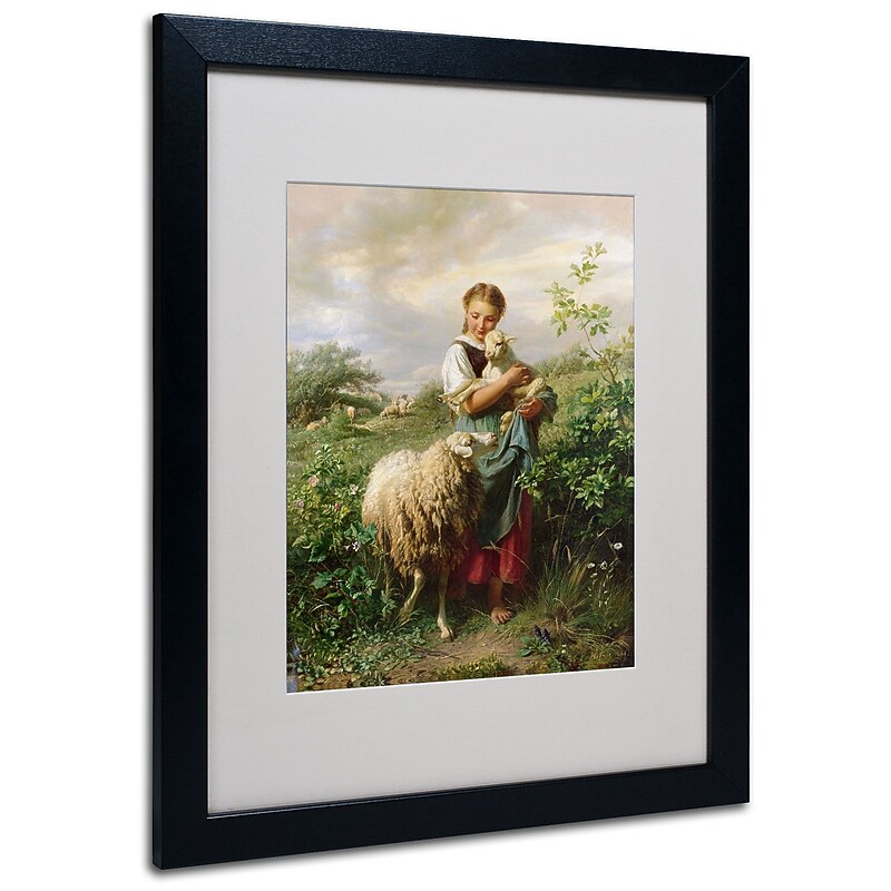 Trademark Johann Hofner "The Shepherdess 1866" Art, White Matte With Black Frame, 16" x 20" image 1