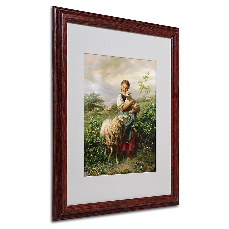 Trademark Johann Hofner "The Shepherdess 1866" Art, White Matte With Wood Frame, 16" x 20" image 1