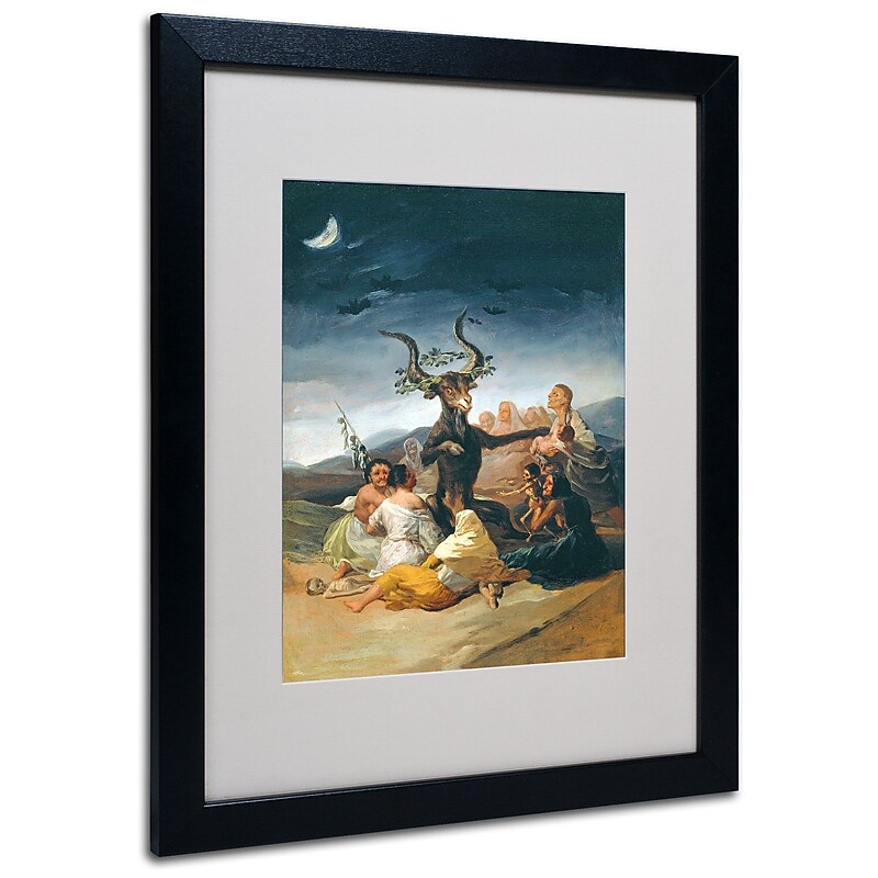Trademark Francisco Goya "The Witches - Sabbath 1797-98" Art, White Matte W/Black Frame, 16" x 20" image 1