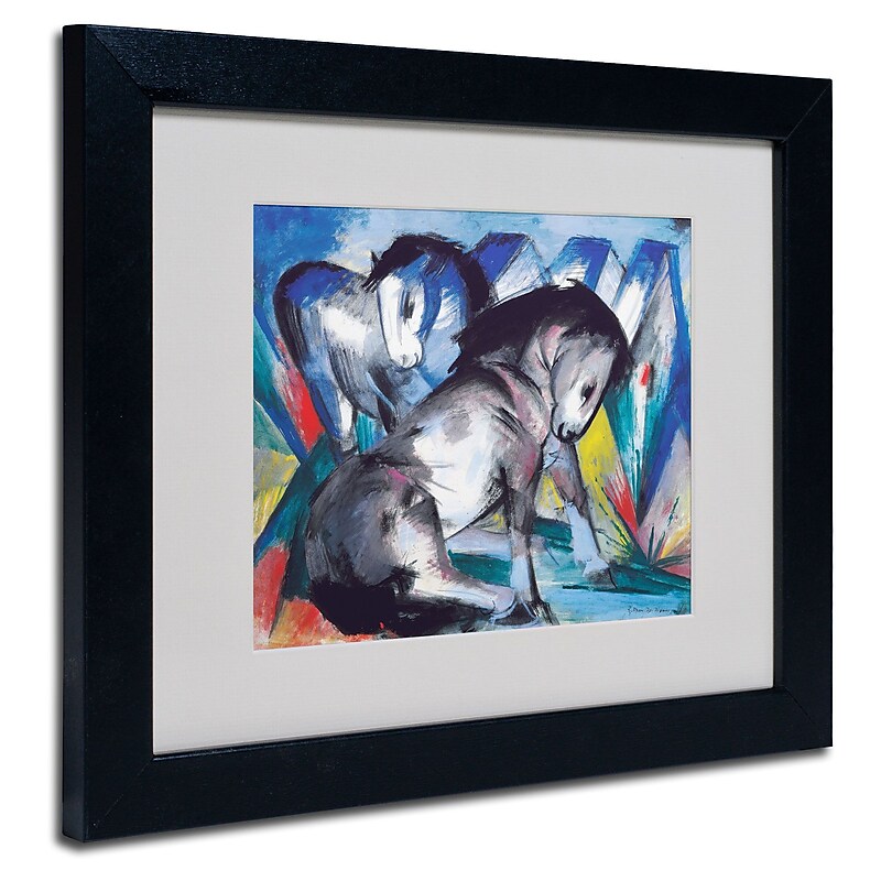 Trademark Franz Marc "Two Horses 1913" Art, White Matte W/Black Frame, 11" x 14" image 1