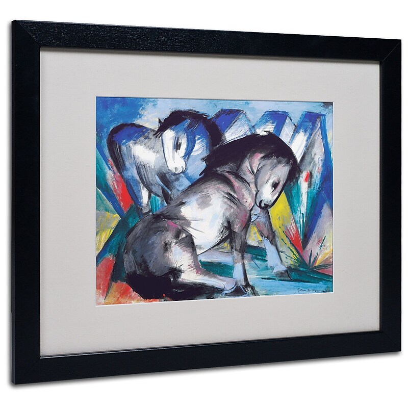 Trademark Franz Marc "Two Horses 1913" Art, White Matte W/Black Frame, 16" x 20" image 1