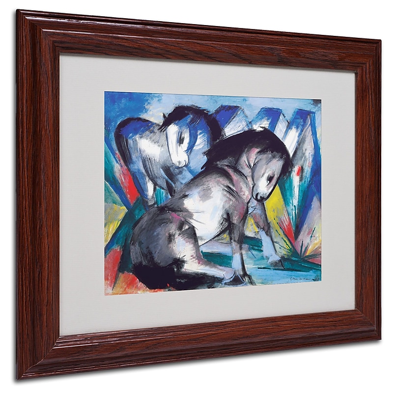 Trademark Franz Marc "Two Horses 1913" Art, White Matte W/Wood Frame, 11" x 14" image 1