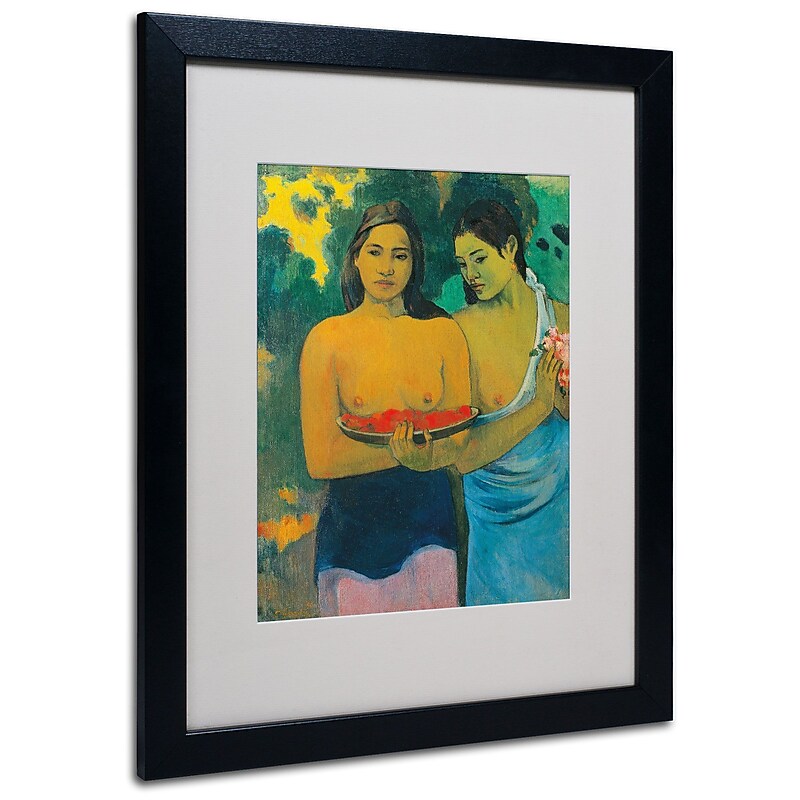 Trademark Paul Gauguin "Two Tahitian Women 1899" Art, White Matte With Black Frame, 16" x 20" image 1