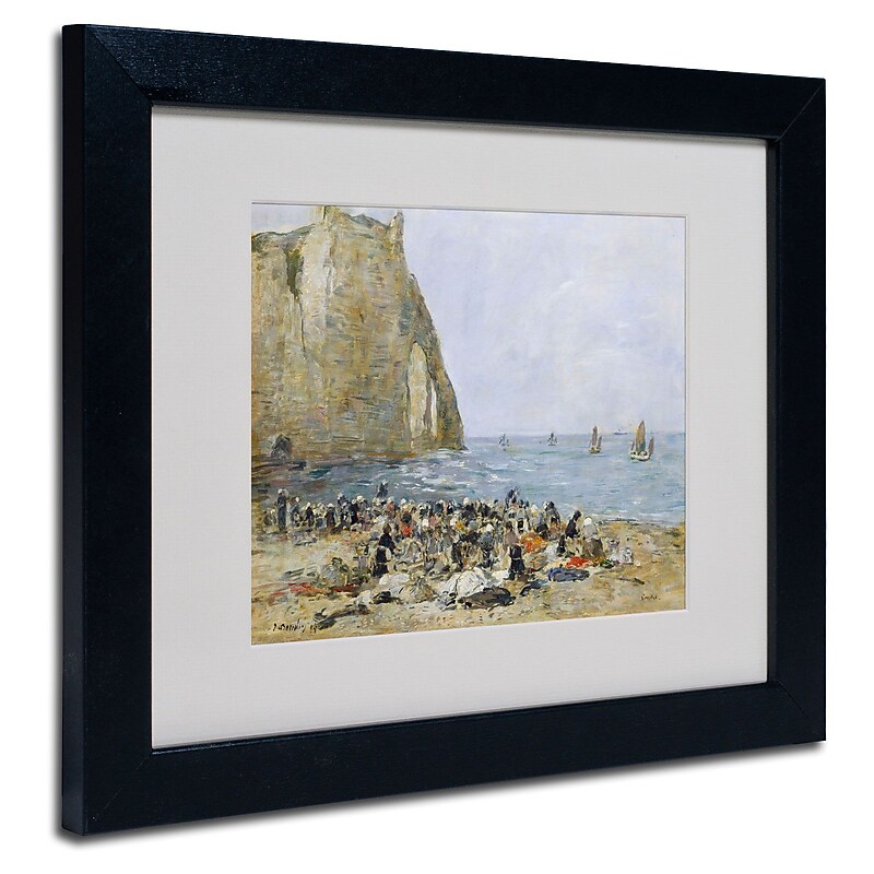 Trademark Eugene Boudin "Washerwomen on the Beach" Art, White Matte W/Black Frame, 11" x 14" image 1