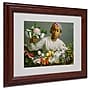 Trademark Jean Frederic Bazille "Woman with Peonies" Art, White Matte With Wood Frame, 11" x 14"~#|#~m001697049_sc7
