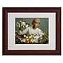 Trademark Jean Frederic Bazille "Woman with Peonies" Art, White Matte With Wood Frame, 11" x 14"~#|#~m001697050_sc7