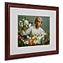 Trademark Jean Frederic Bazille "Woman with Peonies" Art, White Matte With Wood Frame, 16" x 20"~#|#~m001697052_sc7