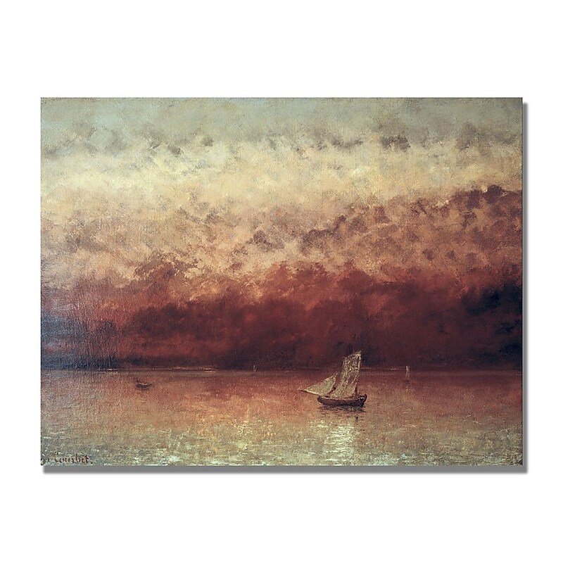 Trademark Gustave Courbet "Lake Leman with Setting Sun" Gallery-Wrapped Canvas Art, 24" x 32" image 1