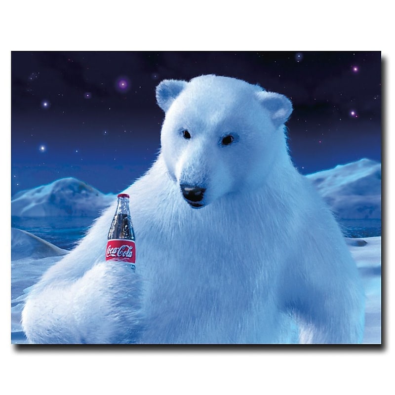 Trademark Coke Vintage Ad "Polar Bear with Coke Bottle" Gallery-Wrapped Canvas Art, 19" x 24" image 1