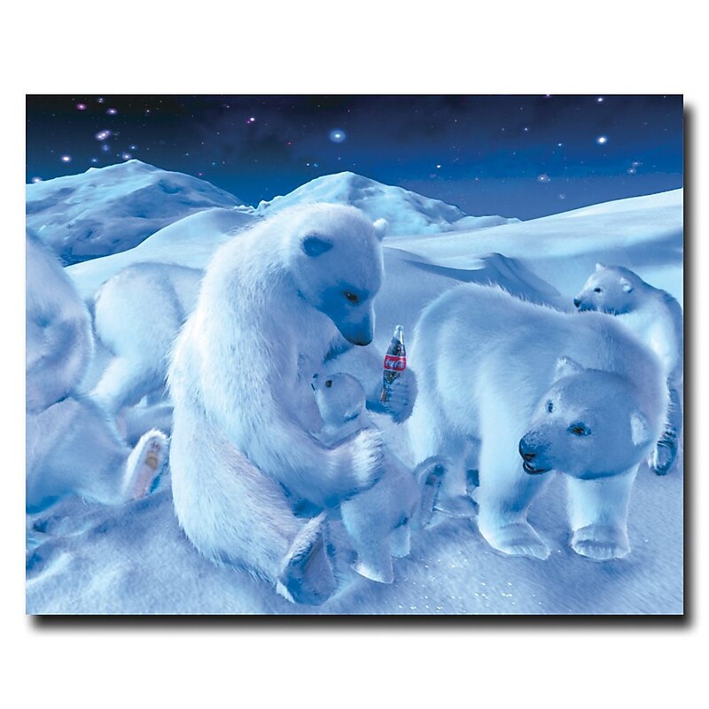 Trademark Coke Vintage Ad "Polar Bear Sitting with Cub…." Gallery-Wrapped Canvas Art, 19" x 24" image 1
