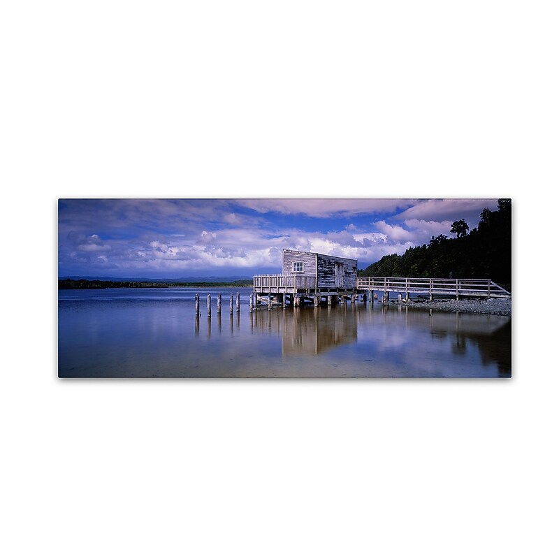 Trademark David Evans "Boathouse-Okarito Lagoon-NZ" Gallery-Wrapped Canvas Art, 16" x 47" image 1