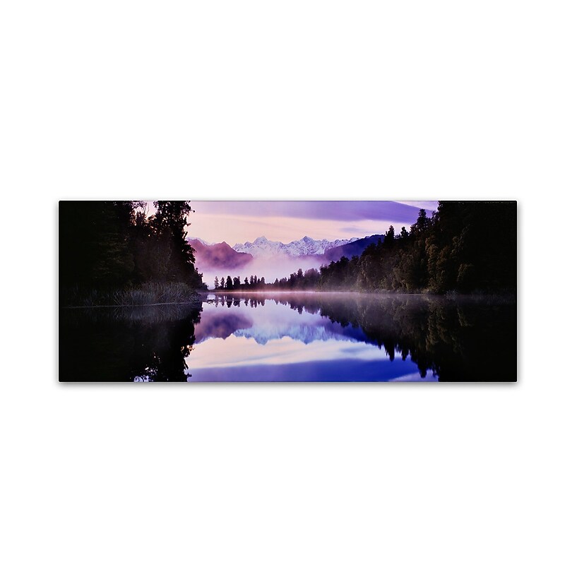 Trademark David Evans "Lake Matheson-NZ" Gallery-Wrapped Canvas Art, 16" x 47" image 1