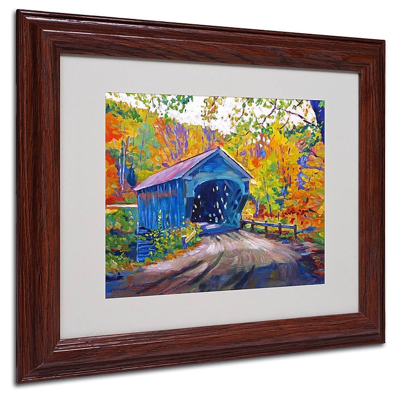 Trademark David Lloyd Glover "Fall Comes to Downer" Art, White Matte W/Wood Frame, 11" x 14" image 1