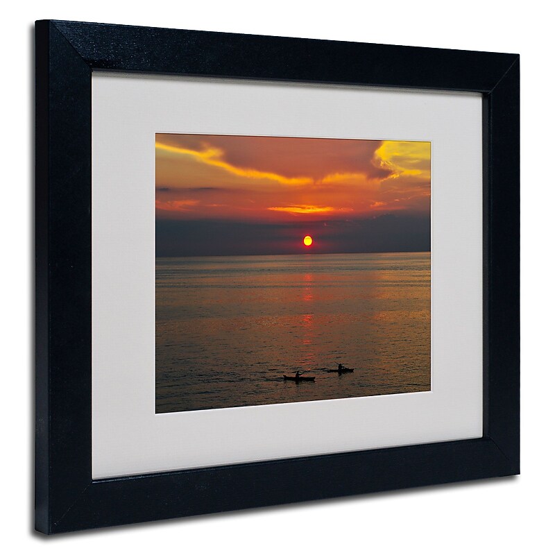 Trademark Kurt Shaffer "Sunset Paddle" Art, White Matte With Black Frame, 11" x 14" image 1