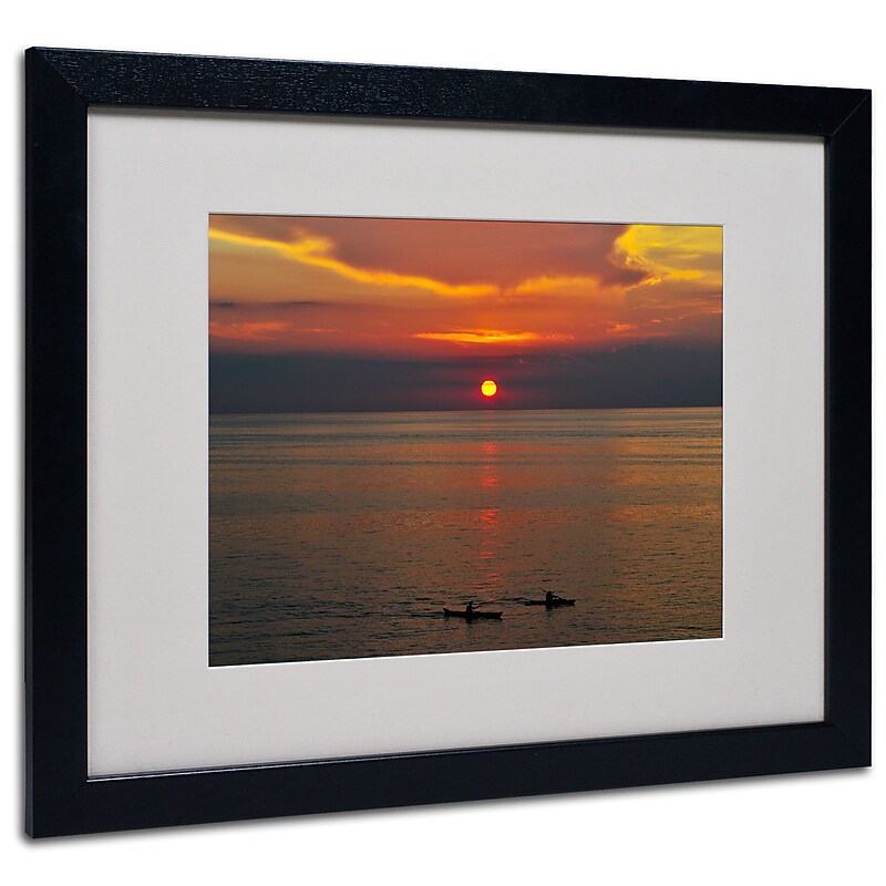 Trademark Kurt Shaffer "Sunset Paddle" Art, White Matte With Black Frame, 16" x 20" image 1