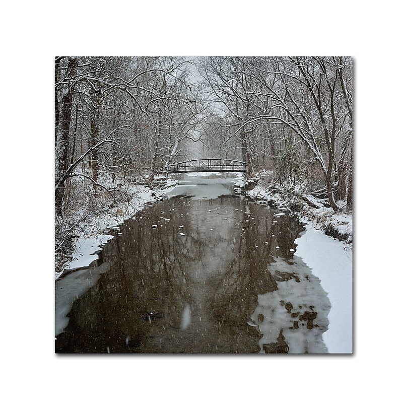 Trademark Kurt Shaffer "Winter Bridge" Gallery-Wrapped Canvas Art, 14" x 14" image 1