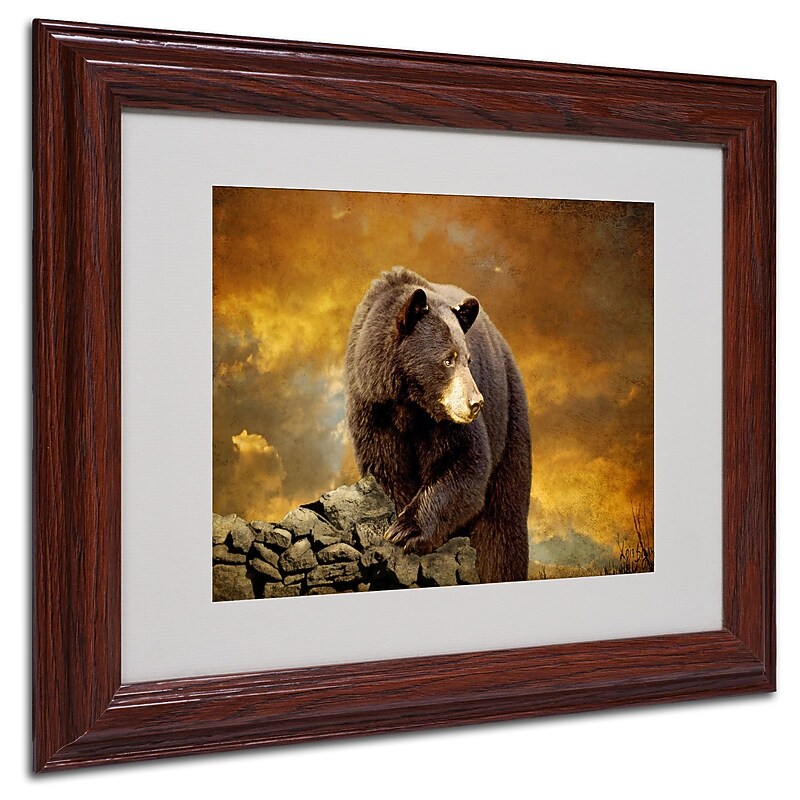 Trademark Lois Bryan "Bear Went Over the Mountain" Art, White Matte With Wood Frame, 11" x 14" image 1