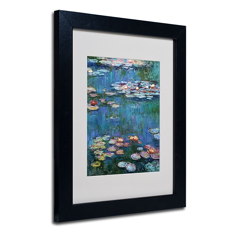 Trademark Claude Monet "Waterlilies Classic" Art, White Matte With Black Frame, 11" x 14" image 1