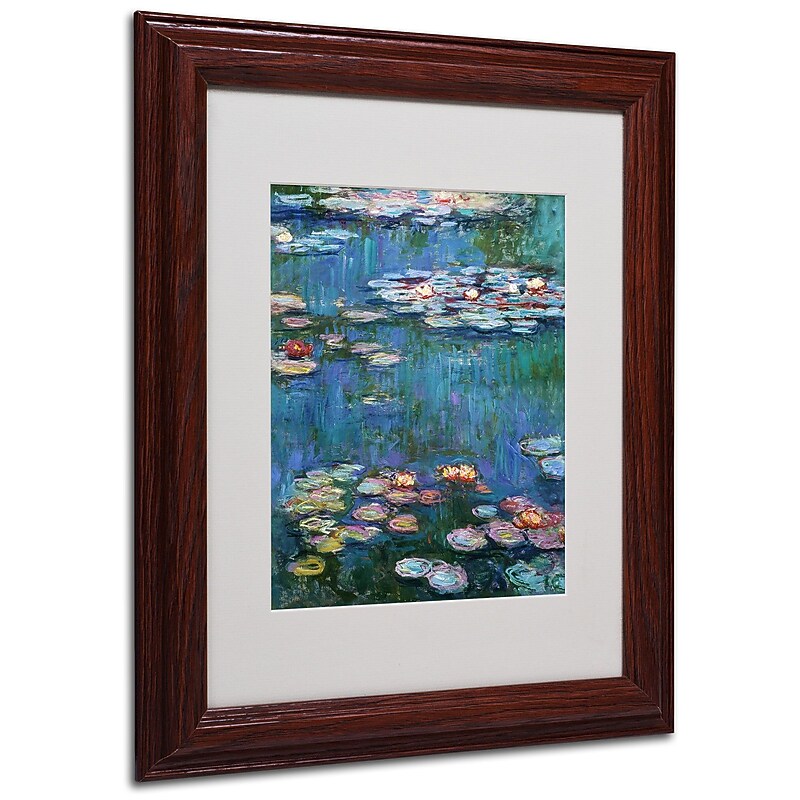 Trademark Claude Monet "Waterlilies Classic" Art, White Matte With Wood Frame, 11" x 14" image 1