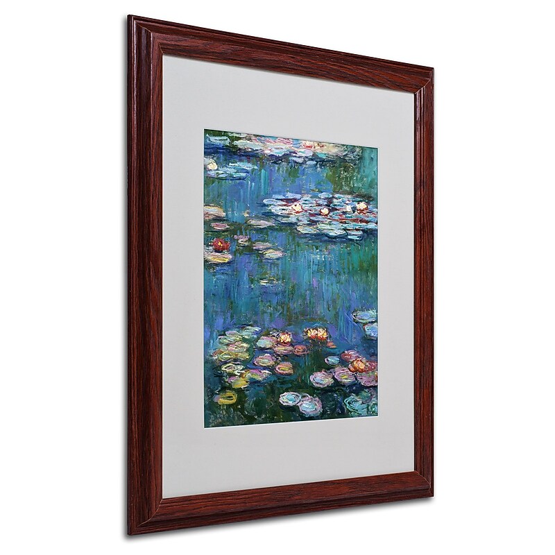 Trademark Claude Monet "Waterlilies Classic" Art, White Matte With Wood Frame, 16" x 20" image 1