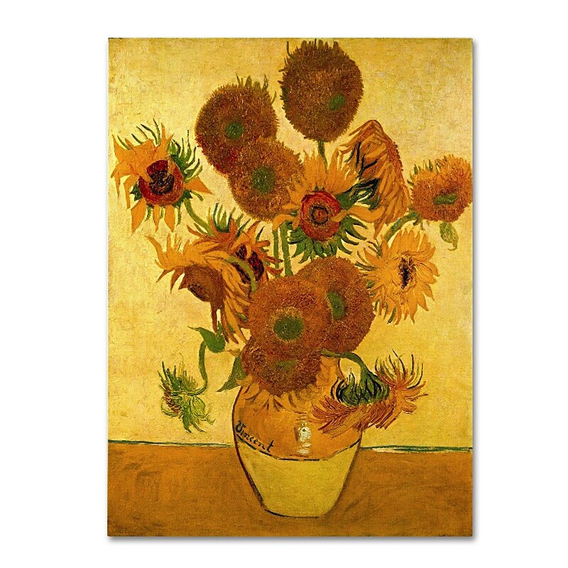 Trademark Vincent Van Gogh "Vase with Sunflowers" Gallery-Wrapped Canvas Art, 35" x 47" image 1