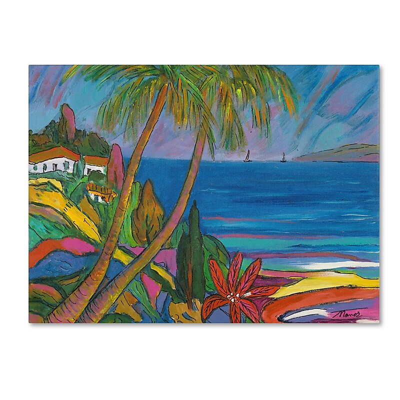 Trademark Manor Shadian "Blue Sea with 2 Boats" Gallery-Wrapped Canvas Art, 24" x 32" image 1