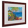 Trademark Manor Shadian "Blue Sea with 2 Boats" Art, White Matte W/Wood Frame, 16" x 20"~#|#~m001698433_sc7