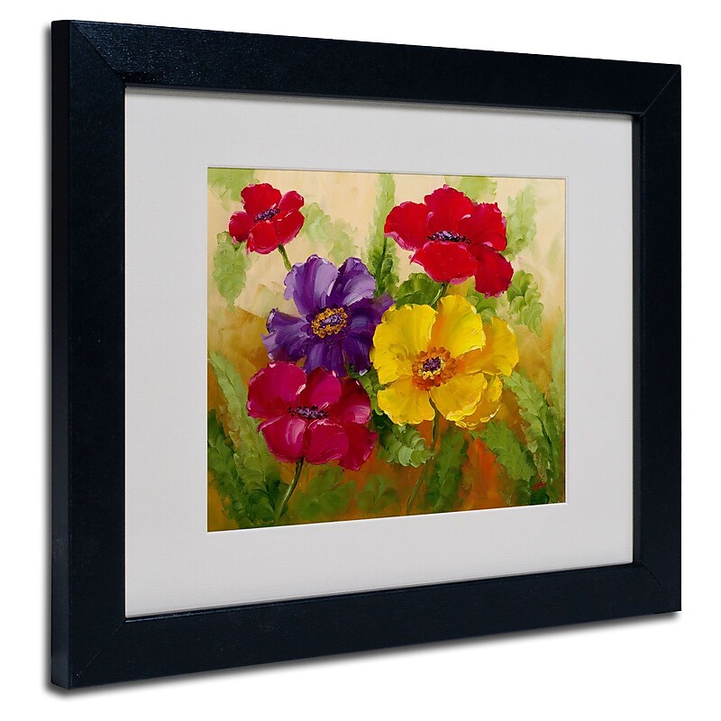 Trademark Rio "Flowers" Art, White Matte With Black Frame, 11" x 14" image 1