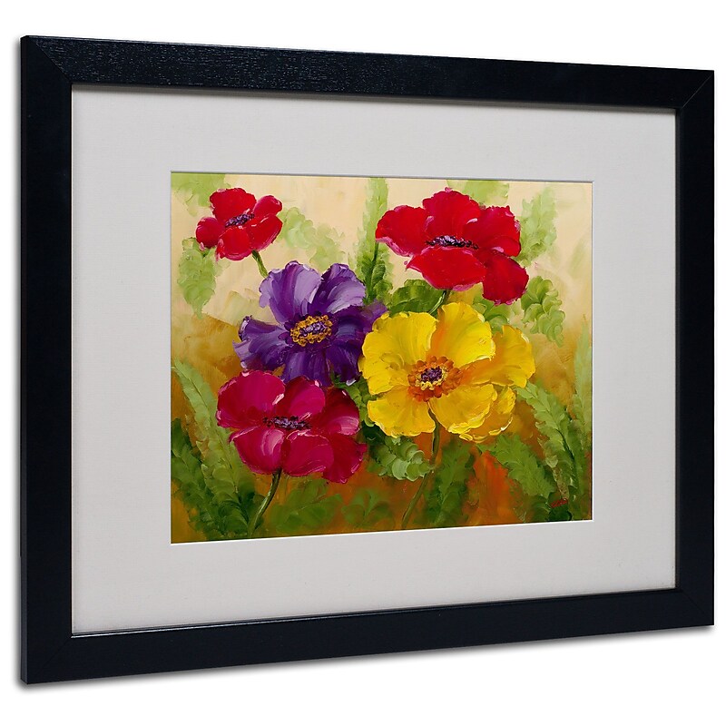 Trademark Rio "Flowers" Art, White Matte With Black Frame, 16" x 20" image 1
