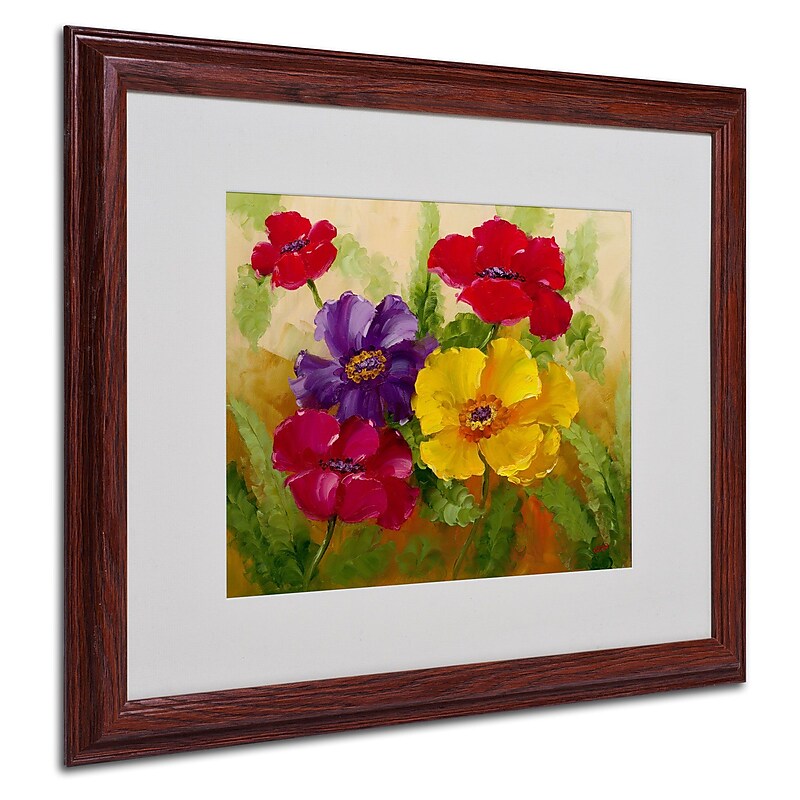 Trademark Rio "Flowers" Art, White Matte With Wood Frame, 16" x 20" image 1