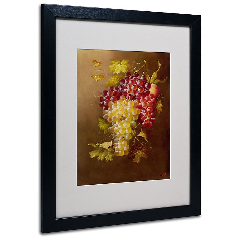 Trademark Rio "Still Life with Grapes" Art, White Matte With Black Frame, 16" x 20" image 1