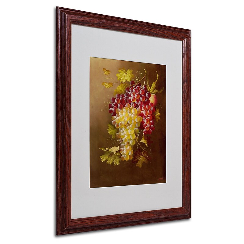 Trademark Rio "Still Life with Grapes" Art, White Matte With Wood Frame, 16" x 20" image 1