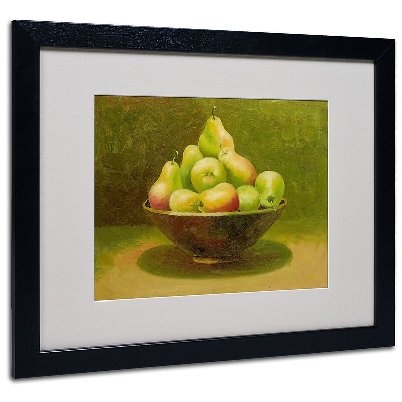 Trademark Rio "Still Life with Pears" Art, White Matte With Black Frame, 16" x 20" image 1